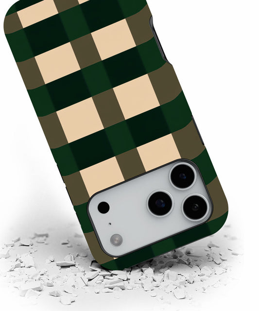 Double-Layer Semi-Handprinted Tough Matte Checks iPhone Case