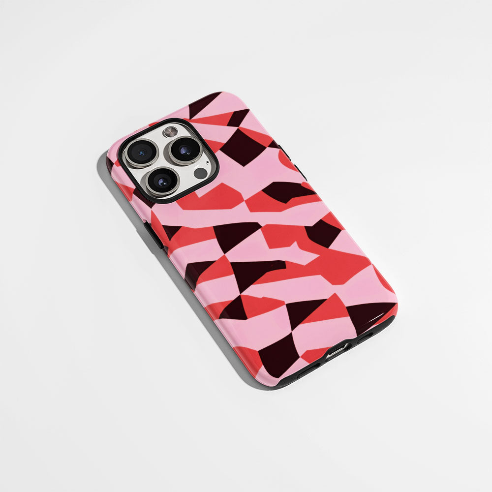 Double-Layer Semi-Handprinted Tough Matte Checks iPhone Case