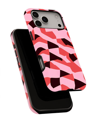 Double-Layer Semi-Handprinted Tough Matte Checks iPhone Case