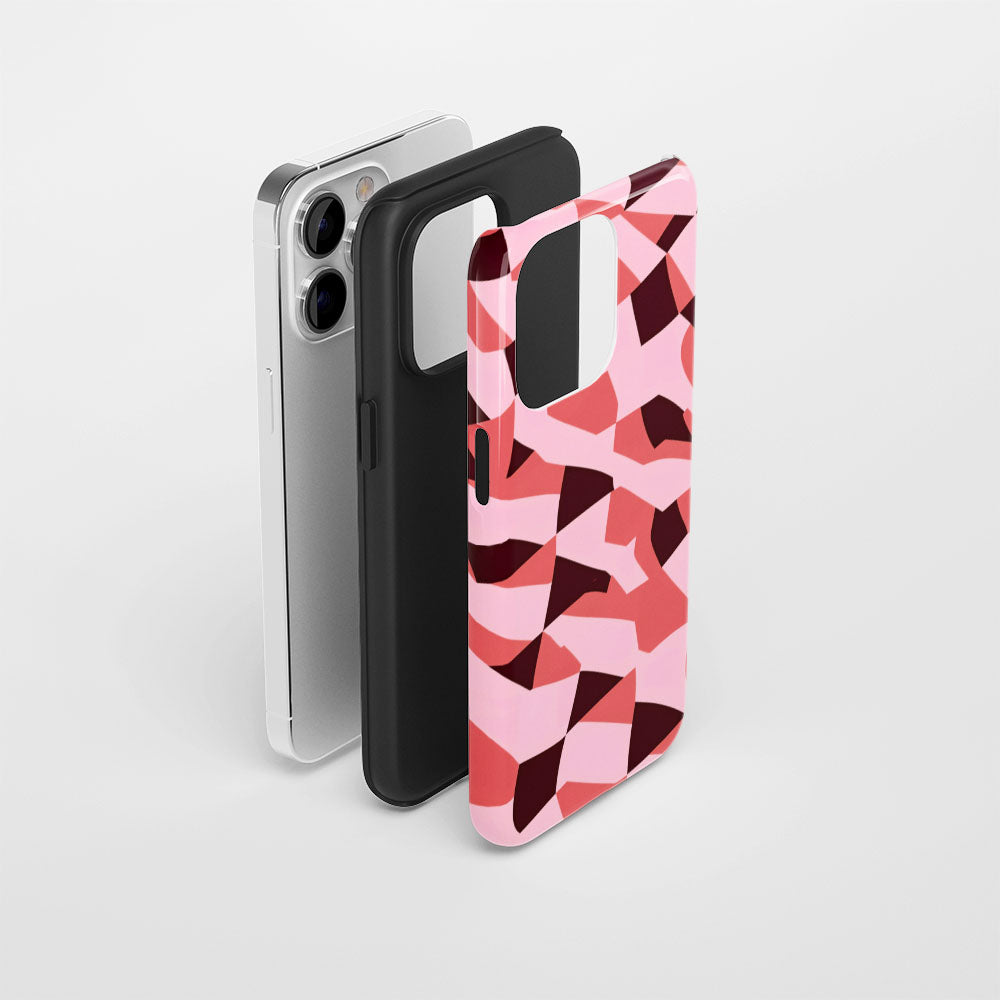 Double-Layer Semi-Handprinted Tough Matte Checks iPhone Case