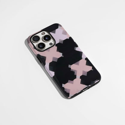 Double-Layer Semi-Handprinted Tough Matte Checks iPhone Case