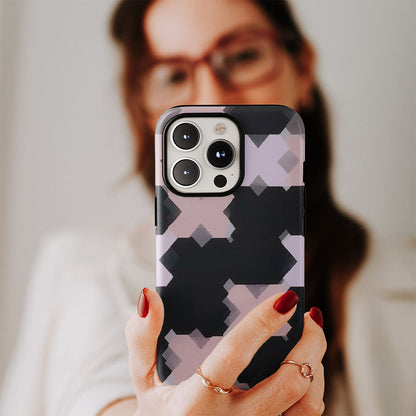 Double-Layer Semi-Handprinted Tough Matte Checks iPhone Case