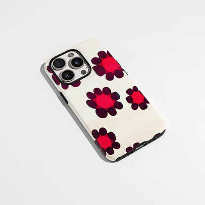 Double-Layer Semi-Handprinted Tough Matte Checks iPhone Case