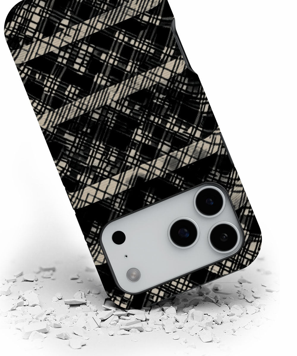 Double-Layer Semi-Handprinted Tough Matte Checks iPhone Case