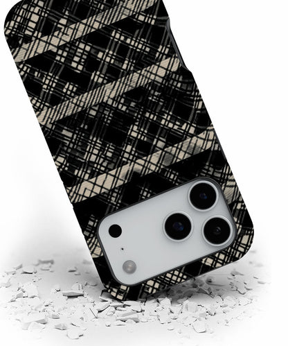 Double-Layer Semi-Handprinted Tough Matte Checks iPhone Case