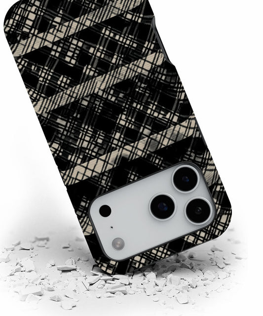 Double-Layer Semi-Handprinted Tough Matte Checks iPhone Case