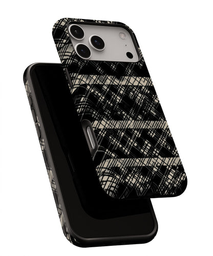 Double-Layer Semi-Handprinted Tough Matte Checks iPhone Case