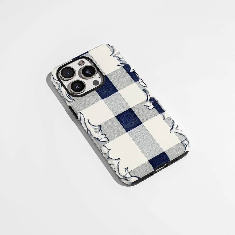 Double-Layer Semi-Handprinted Tough Matte Checks iPhone Case