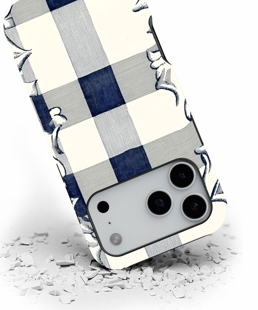 Double-Layer Semi-Handprinted Tough Matte Checks iPhone Case