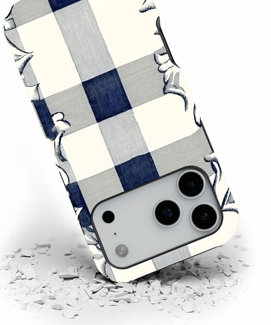 Double-Layer Semi-Handprinted Tough Matte Checks iPhone Case