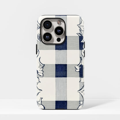 Double-Layer Semi-Handprinted Tough Matte Checks iPhone Case