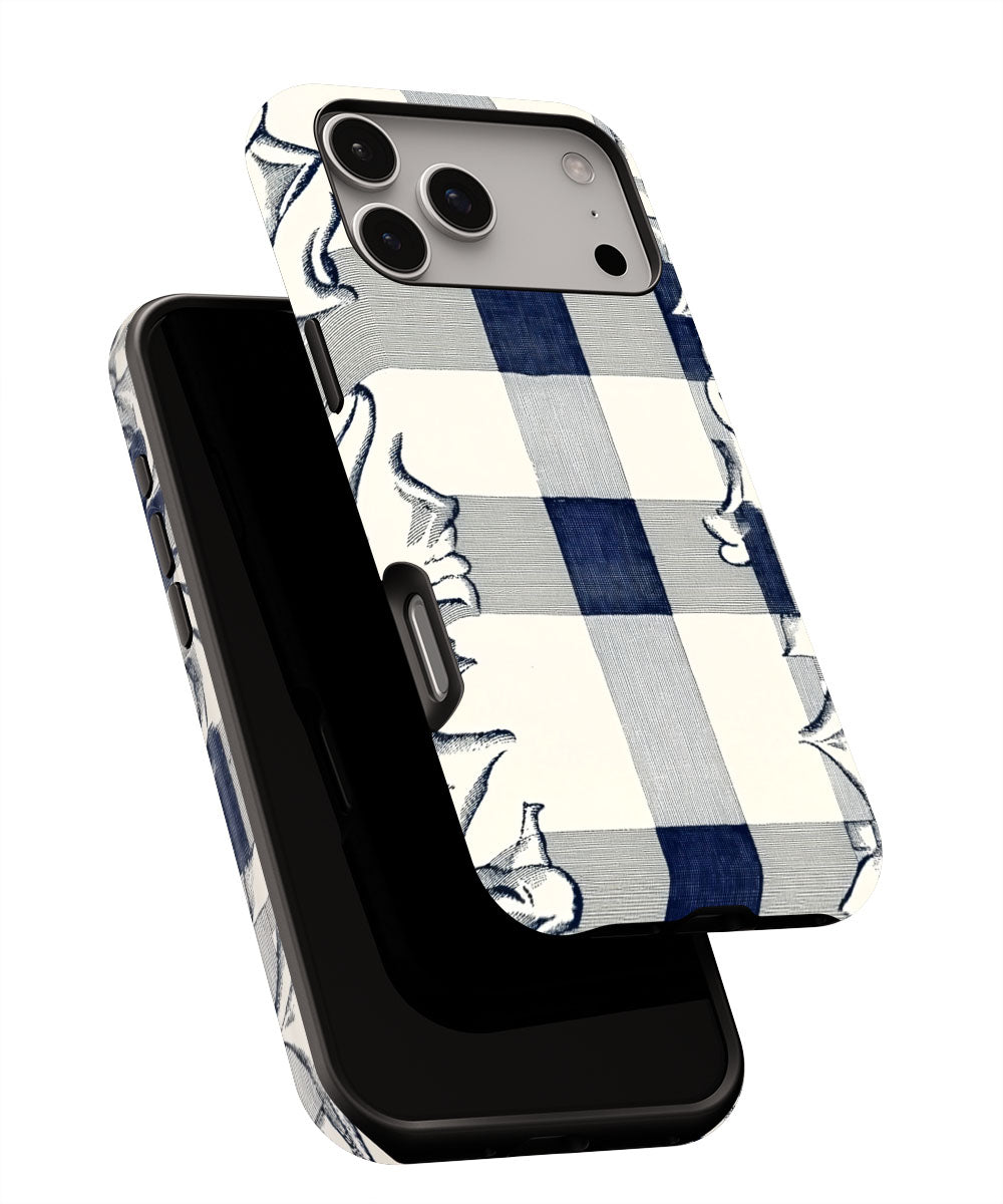 Double-Layer Semi-Handprinted Tough Matte Checks iPhone Case