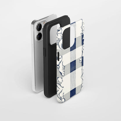 Double-Layer Semi-Handprinted Tough Matte Checks iPhone Case