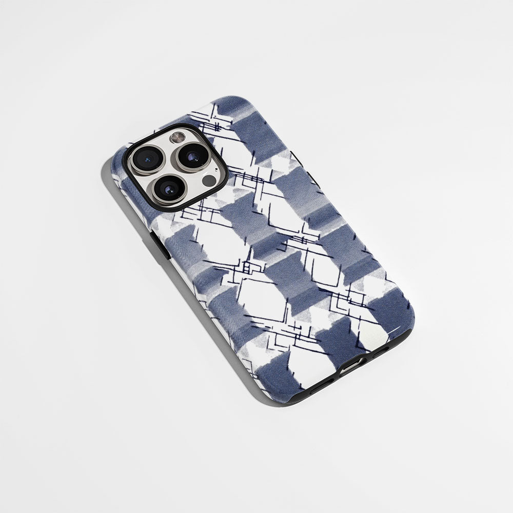 Double-Layer Semi-Handprinted Tough Matte Checks iPhone Case