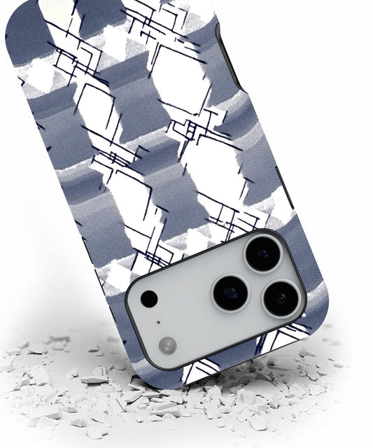 Double-Layer Semi-Handprinted Tough Matte Checks iPhone Case