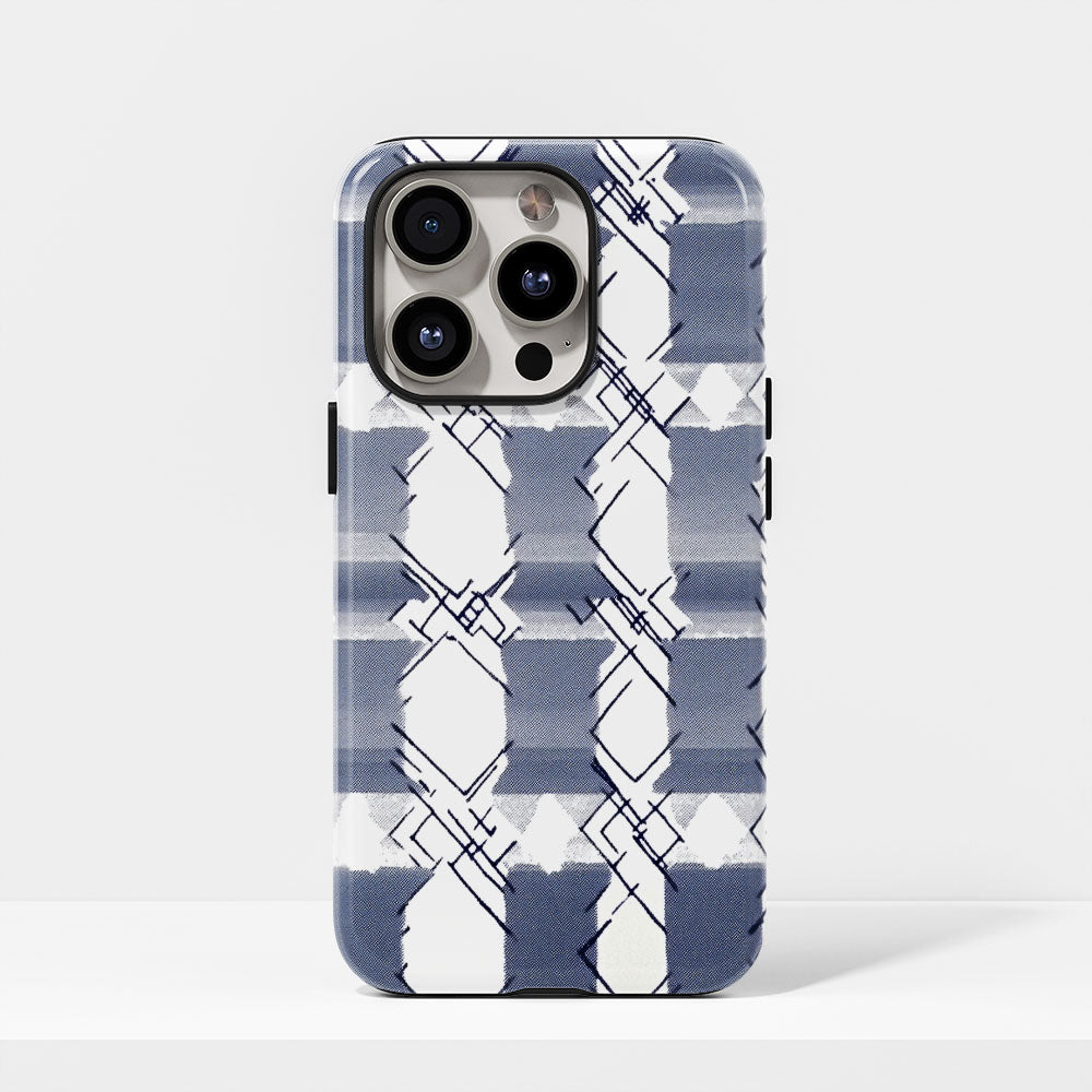 Double-Layer Semi-Handprinted Tough Matte Checks iPhone Case