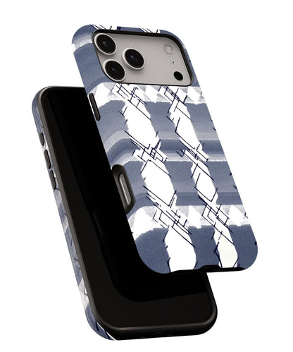 Double-Layer Semi-Handprinted Tough Matte Checks iPhone Case