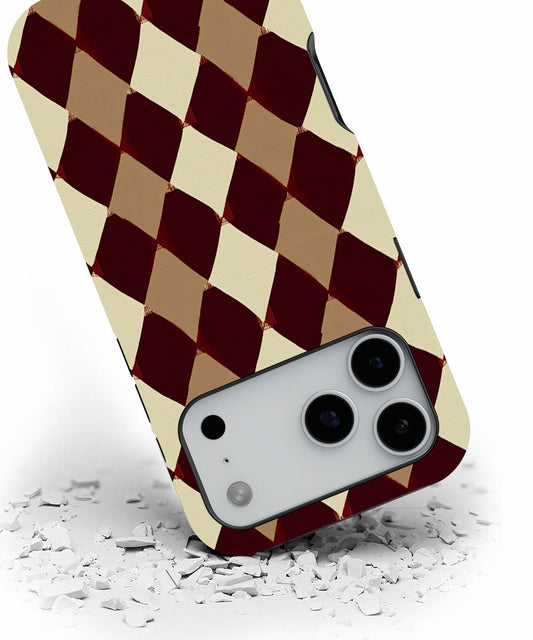 Double-Layer Semi-Handprinted Tough Matte Checks iPhone Case