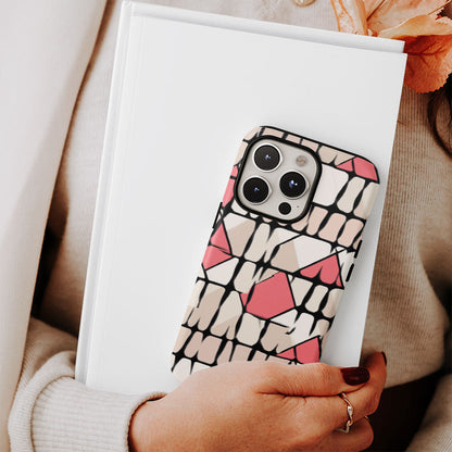 Double-Layer Semi-Handprinted Tough Matte Checks iPhone Case