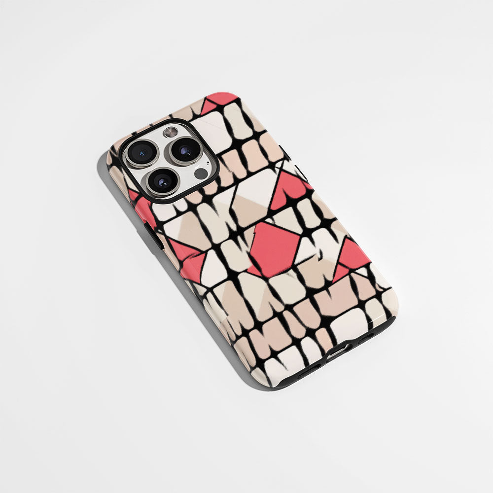 Double-Layer Semi-Handprinted Tough Matte Checks iPhone Case