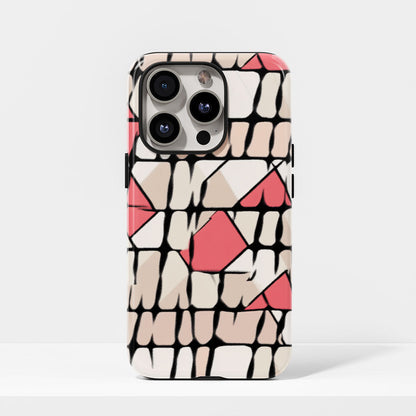 Double-Layer Semi-Handprinted Tough Matte Checks iPhone Case