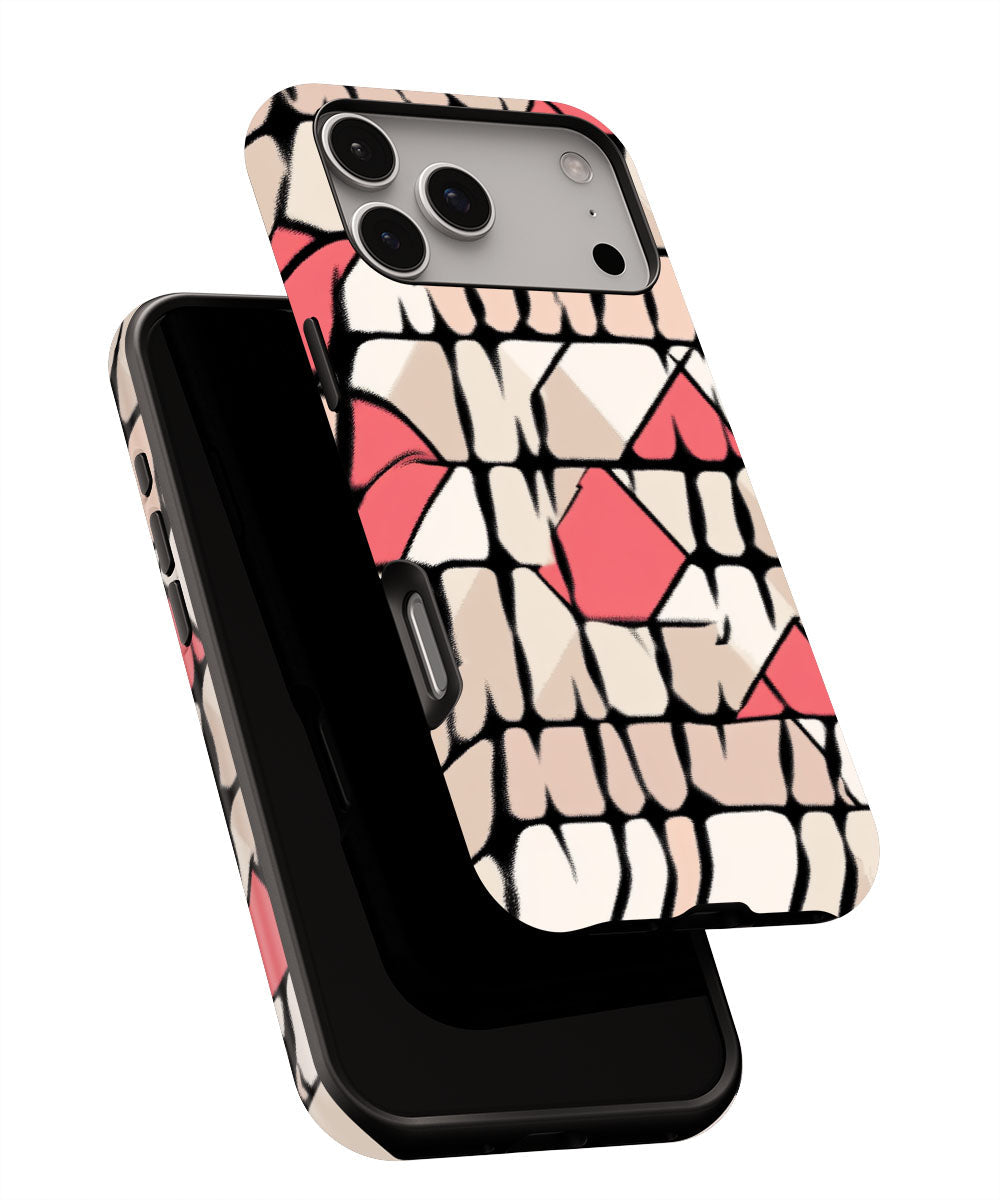 Double-Layer Semi-Handprinted Tough Matte Checks iPhone Case