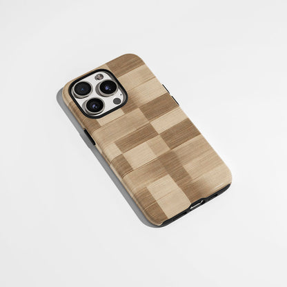 Double-Layer Semi-Handprinted Tough Matte Checks iPhone Case