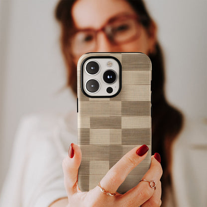 Double-Layer Semi-Handprinted Tough Matte Checks iPhone Case