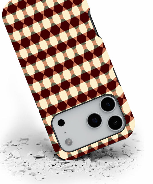 Double-Layer Semi-Handprinted Tough Matte Checks iPhone Case