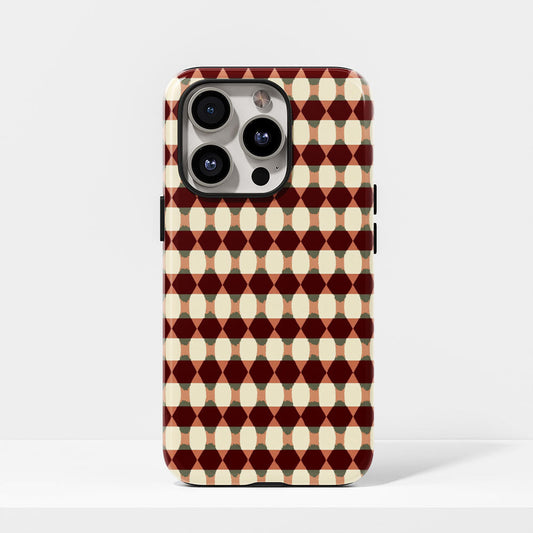 Double-Layer Semi-Handprinted Tough Matte Checks iPhone Case