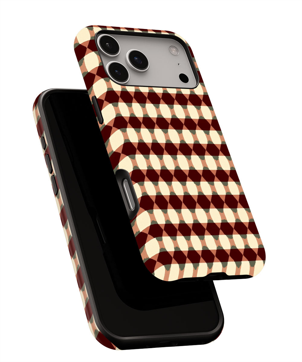 Double-Layer Semi-Handprinted Tough Matte Checks iPhone Case