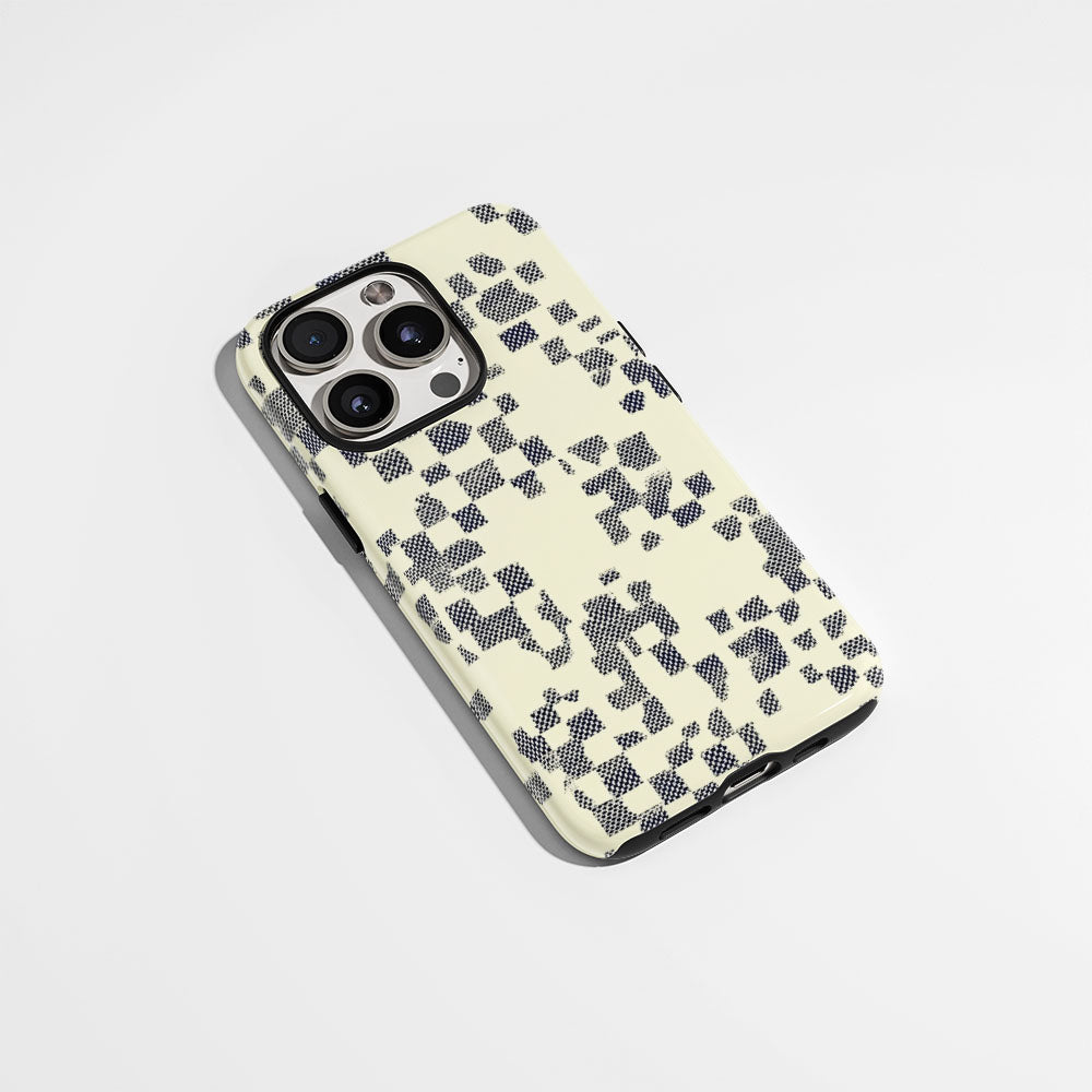 Double-Layer Semi-Handprinted Tough Matte Checks iPhone Case