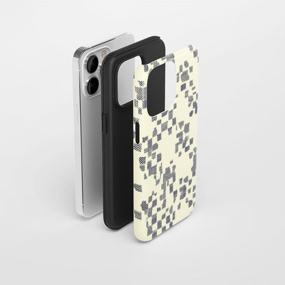 Double-Layer Semi-Handprinted Tough Matte Checks iPhone Case