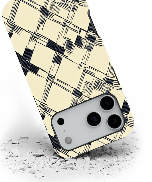 Double-Layer Semi-Handprinted Tough Matte Checks iPhone Case