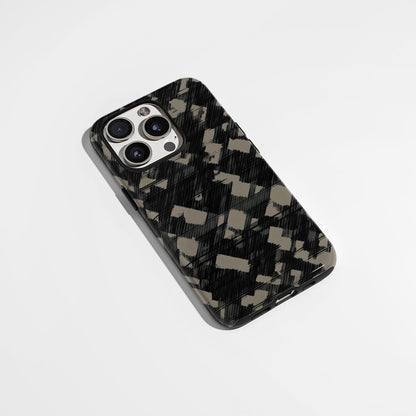 Double-Layer Semi-Handprinted Tough Matte Checks iPhone Case