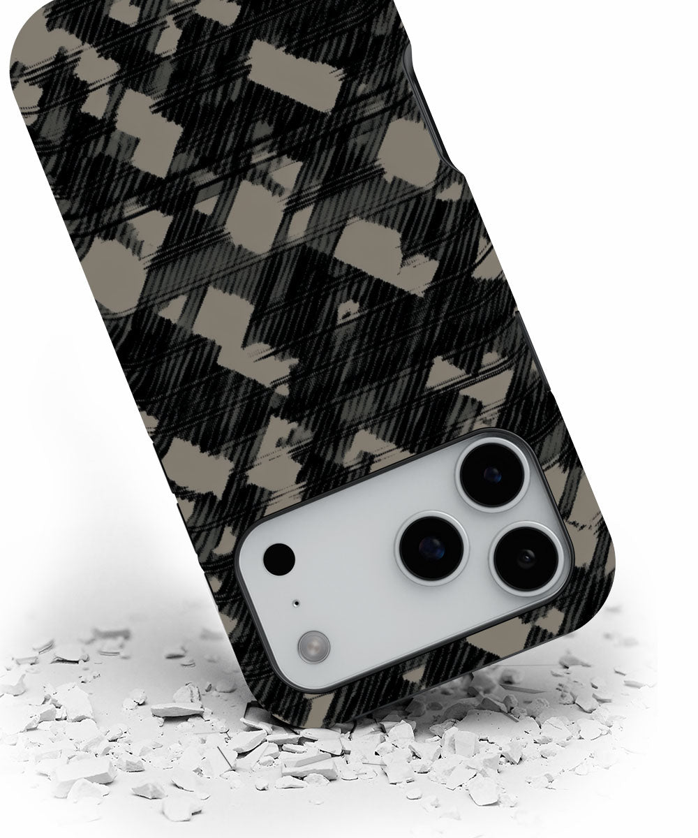 Double-Layer Semi-Handprinted Tough Matte Checks iPhone Case