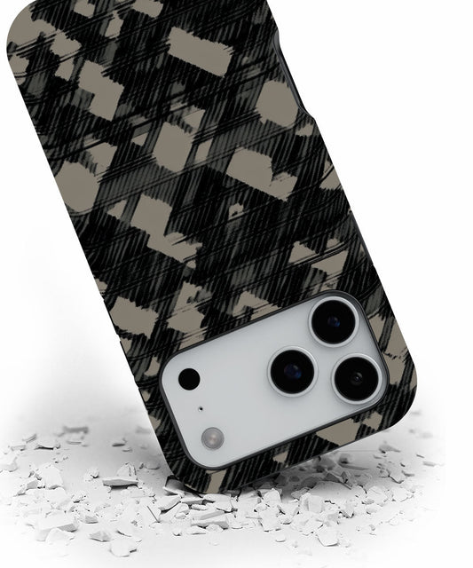 Double-Layer Semi-Handprinted Tough Matte Checks iPhone Case