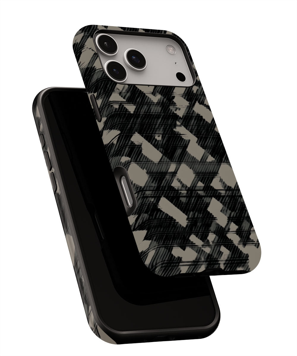 Double-Layer Semi-Handprinted Tough Matte Checks iPhone Case