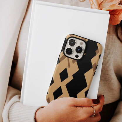 Double-Layer Semi-Handprinted Tough Matte Checks iPhone Case