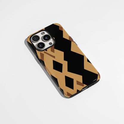 Double-Layer Semi-Handprinted Tough Matte Checks iPhone Case