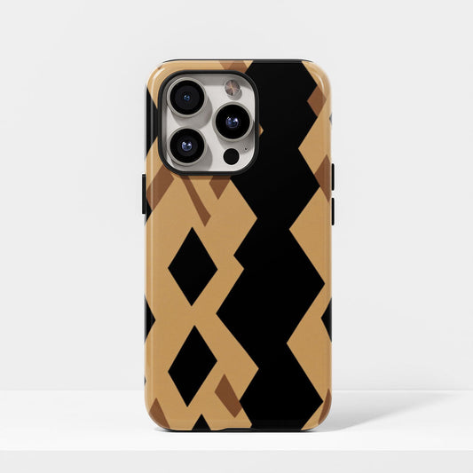 Double-Layer Semi-Handprinted Tough Matte Checks iPhone Case