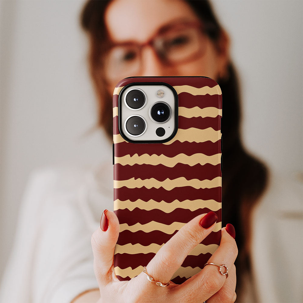 Double-Layer Semi-Handprinted Tough Matte Checks iPhone Case