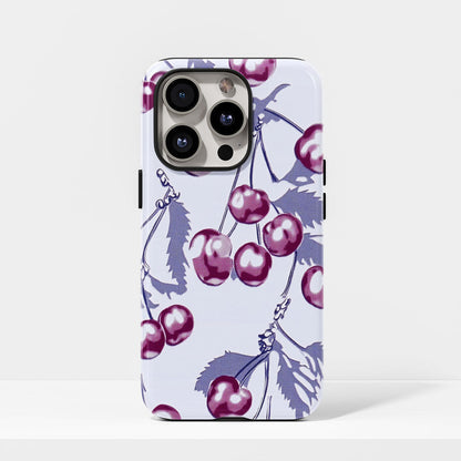 Double-Layer Semi-Handprinted Tough Matte Cherries iPhone Case