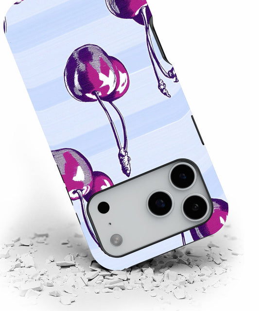 Double-Layer Semi-Handprinted Tough Matte Cherries iPhone Case