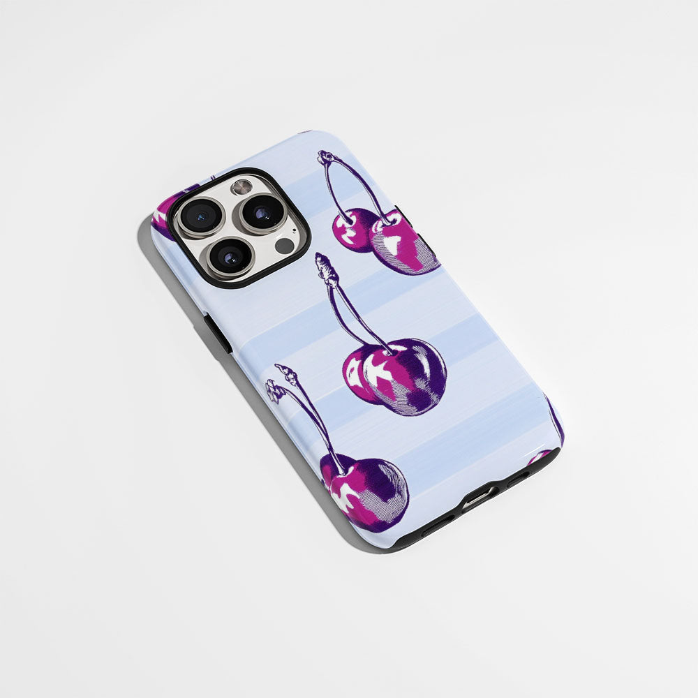 Double-Layer Semi-Handprinted Tough Matte Cherries iPhone Case