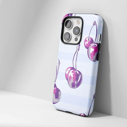 Double-Layer Semi-Handprinted Tough Matte Cherries iPhone Case