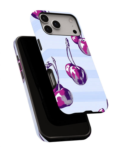 Double-Layer Semi-Handprinted Tough Matte Cherries iPhone Case