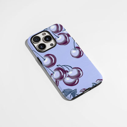 Double-Layer Semi-Handprinted Tough Matte Cherries iPhone Case