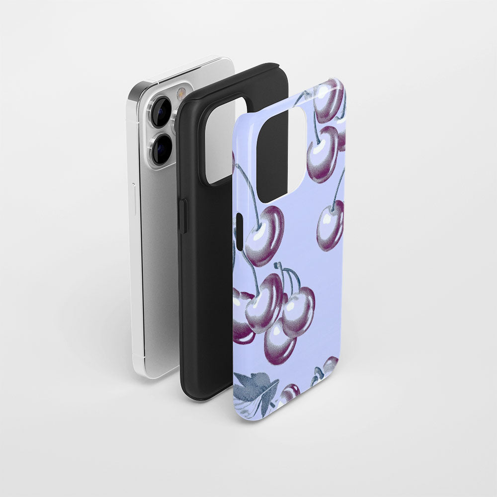 Double-Layer Semi-Handprinted Tough Matte Cherries iPhone Case