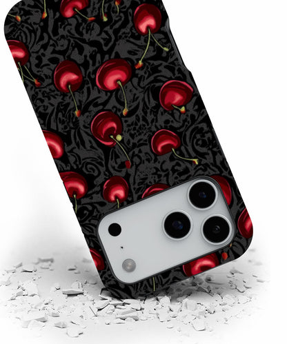 Double-Layer Semi-Handprinted Tough Matte Cherries iPhone Case